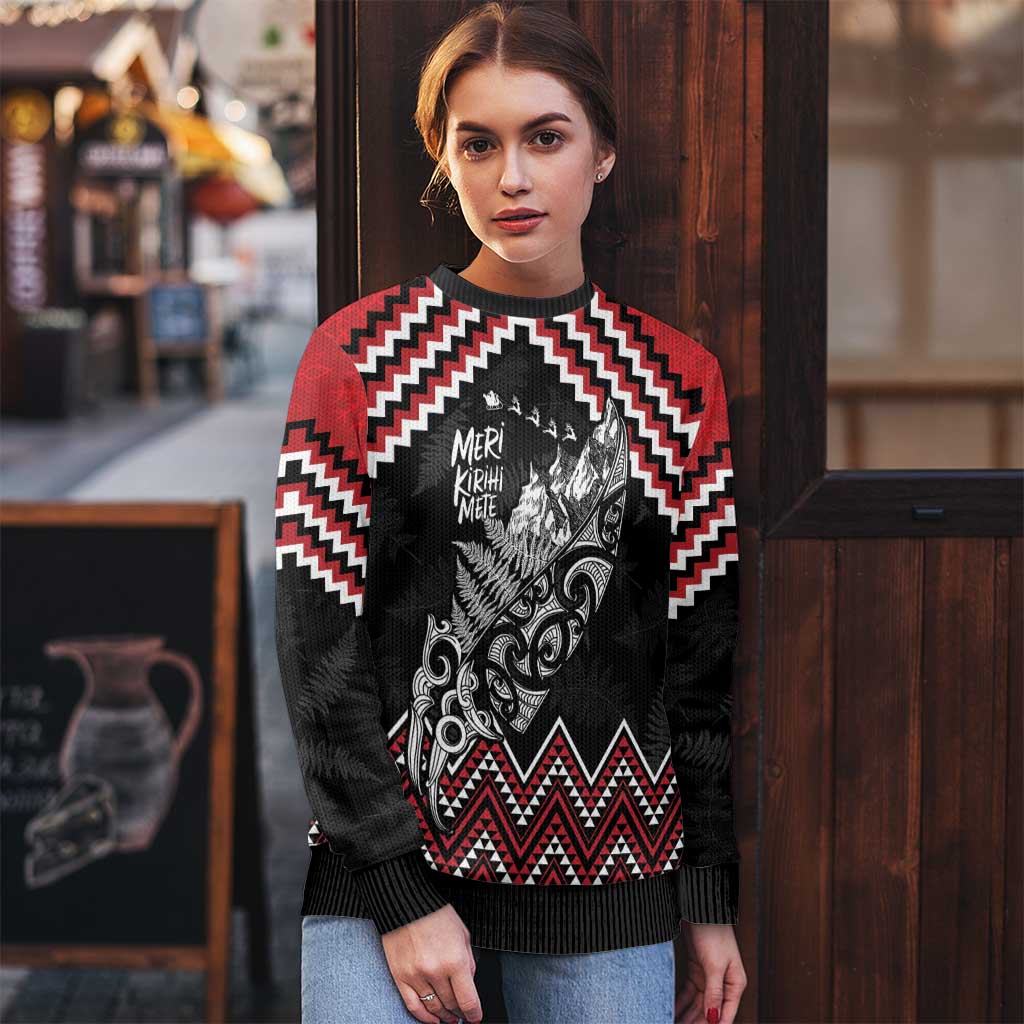 New Zealand Christmas Taniko Poutama Ugly Christmas Sweater Mountainscape Maori Fern - Vibe Hoodie