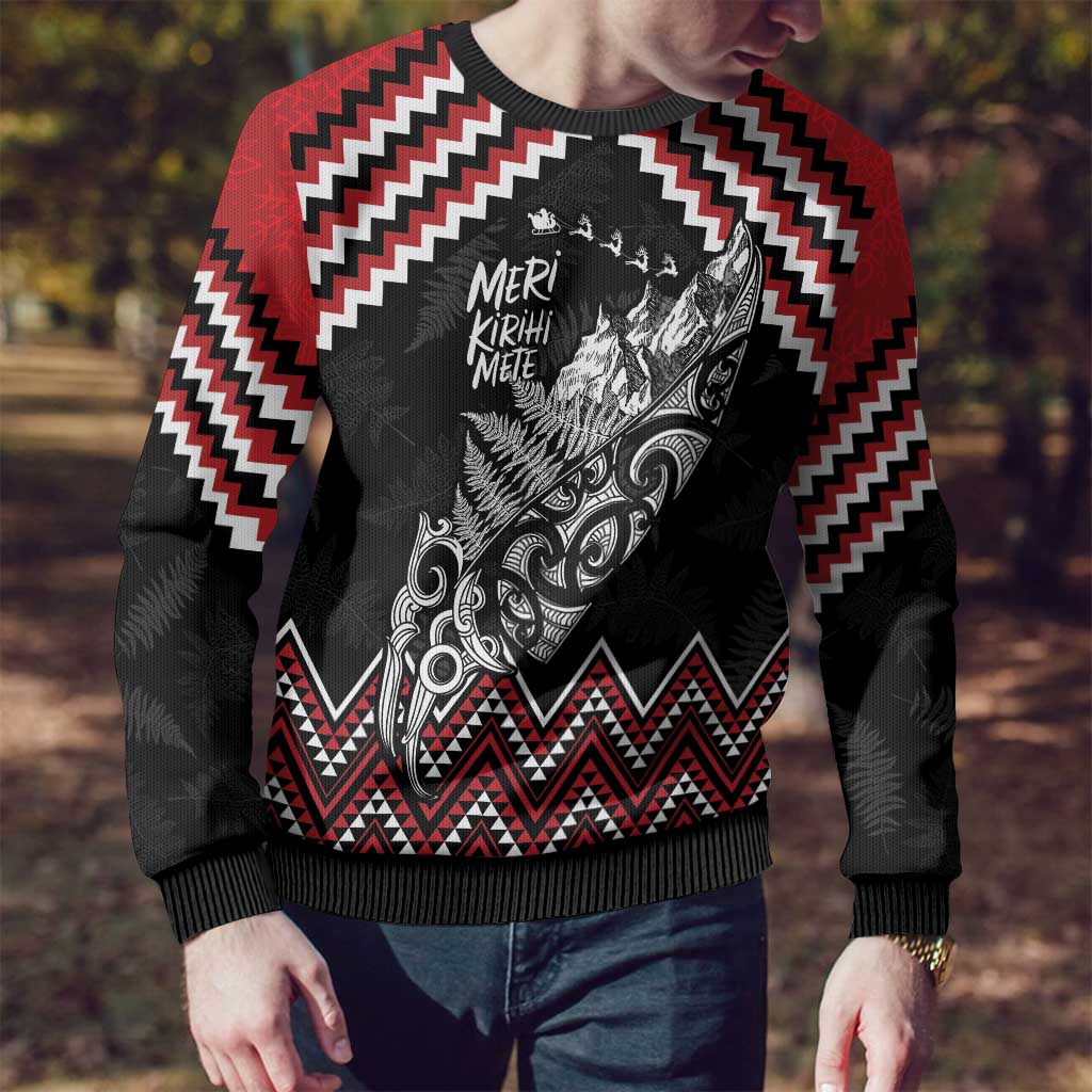 New Zealand Christmas Taniko Poutama Ugly Christmas Sweater Mountainscape Maori Fern - Vibe Hoodie