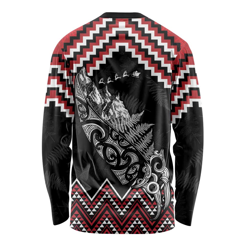 New Zealand Christmas Taniko Poutama Long Sleeve Shirt Mountainscape Maori Fern - Vibe Hoodie