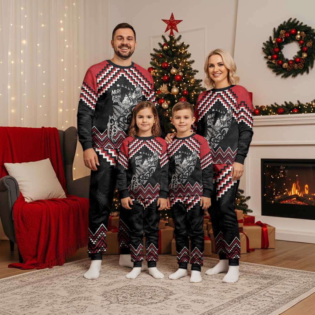 New Zealand Christmas Taniko Poutama Christmas Pajama Set Mountainscape Maori Fern - Vibe Hoodie
