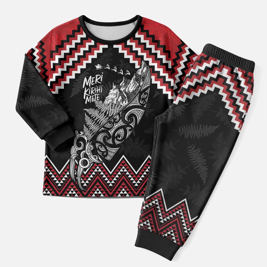 New Zealand Christmas Taniko Poutama Christmas Pajama Set Mountainscape Maori Fern - Vibe Hoodie