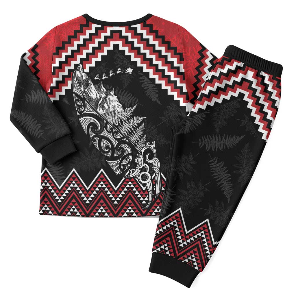 New Zealand Christmas Taniko Poutama Christmas Pajama Set Mountainscape Maori Fern - Vibe Hoodie
