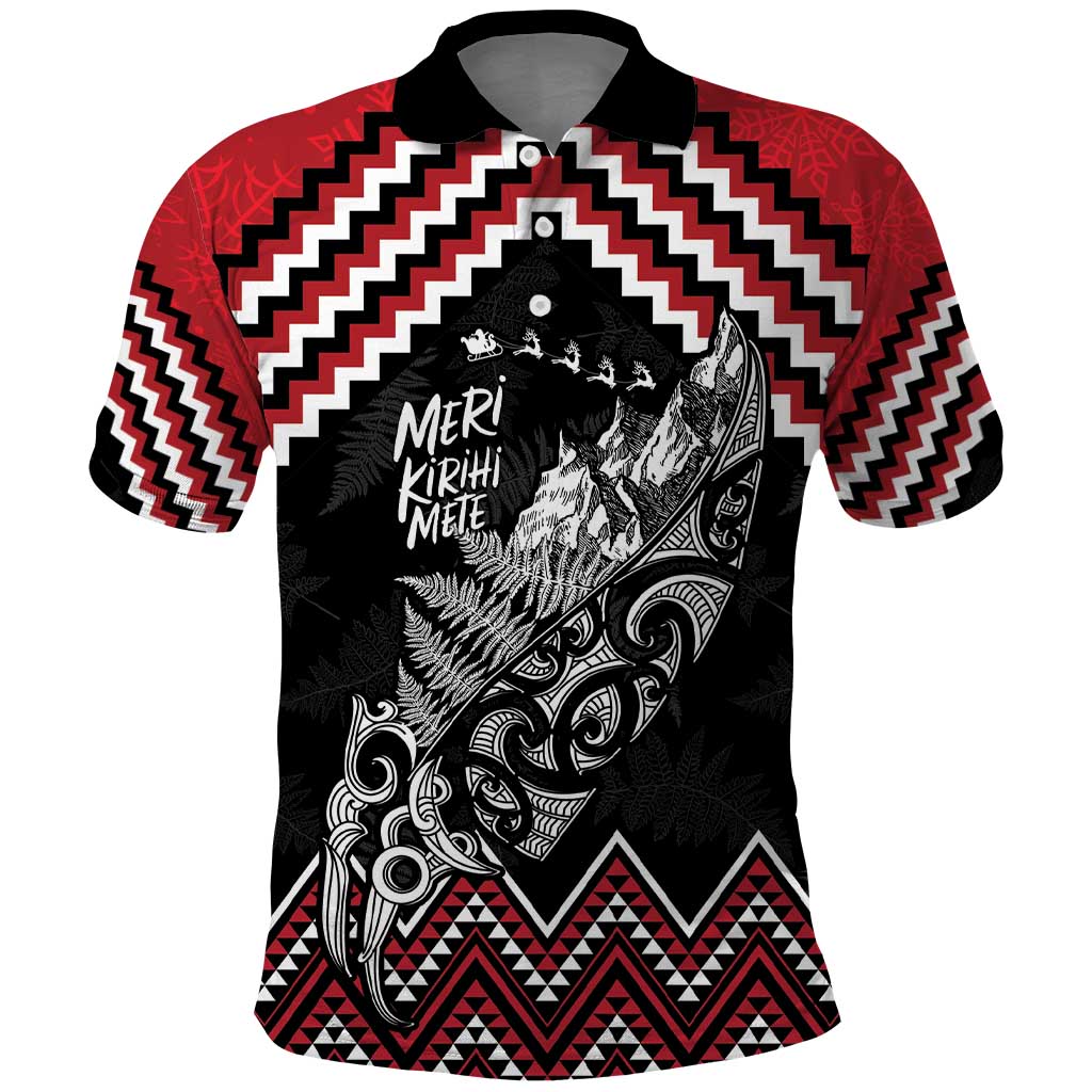 New Zealand Christmas Taniko Poutama Polo Shirt Mountainscape Maori Fern - Vibe Hoodie