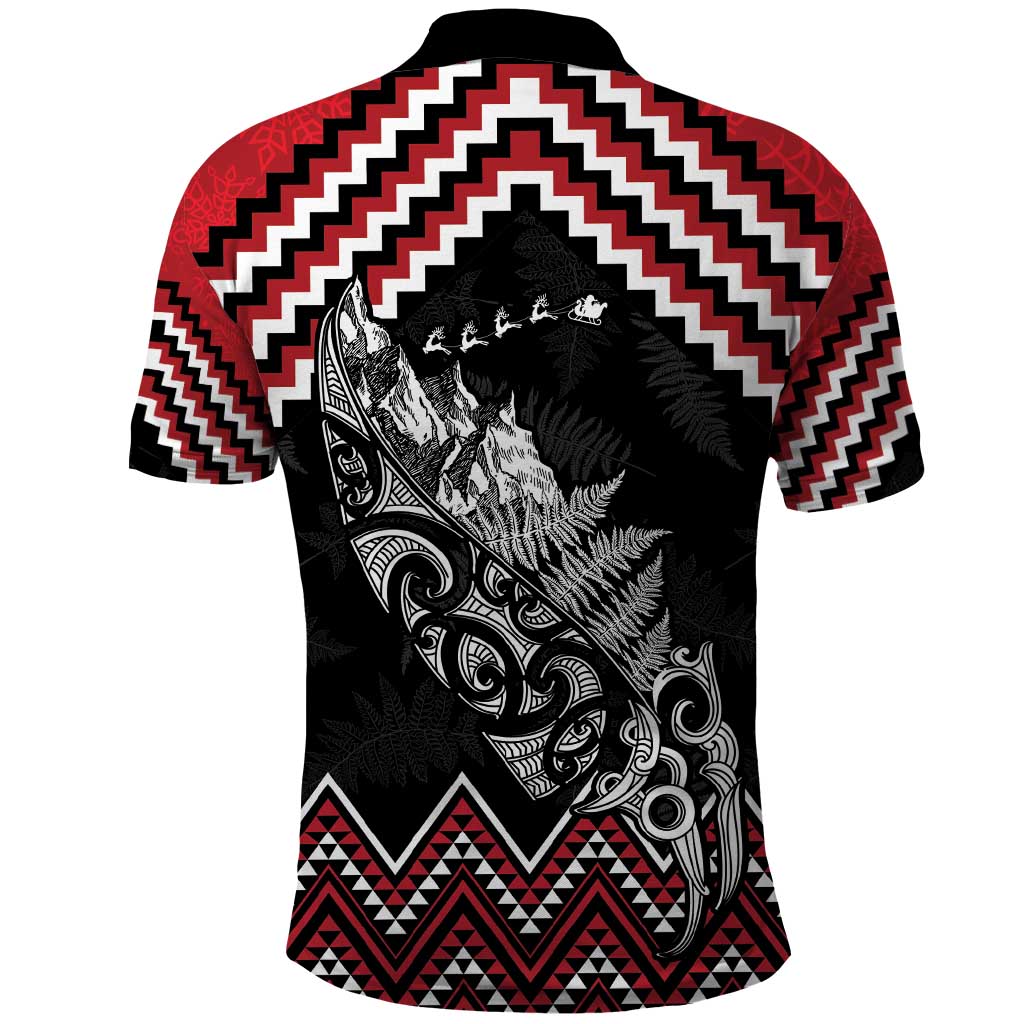 New Zealand Christmas Taniko Poutama Polo Shirt Mountainscape Maori Fern - Vibe Hoodie