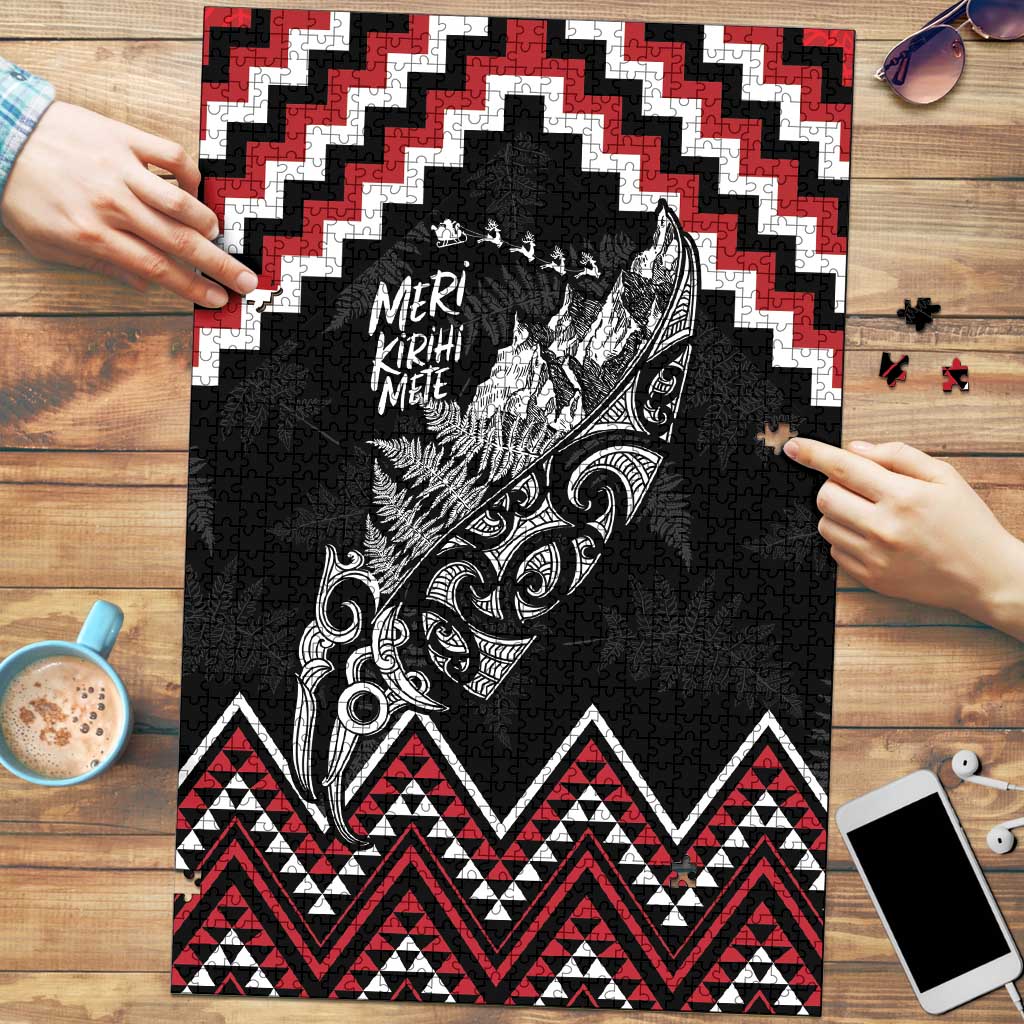 New Zealand Christmas Taniko Poutama Puzzle Mountainscape Maori Fern - Vibe Hoodie