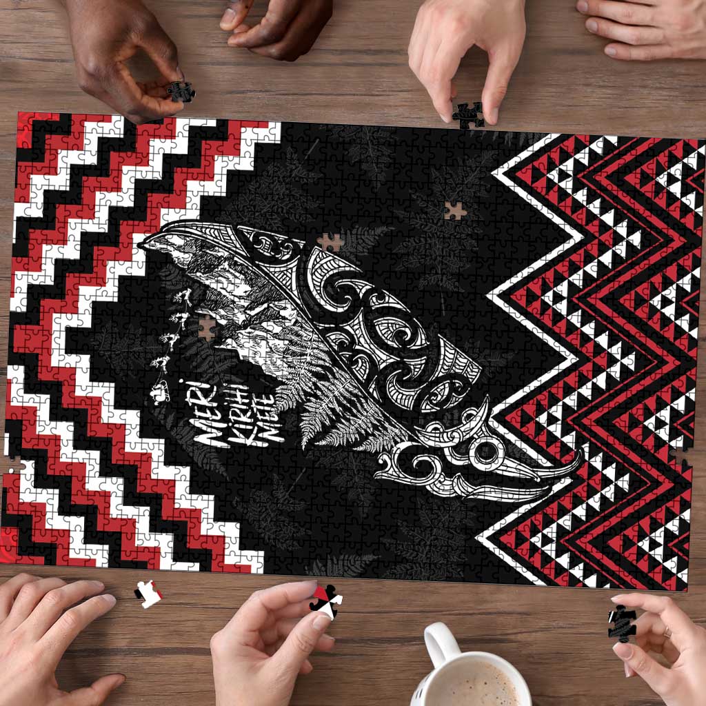 New Zealand Christmas Taniko Poutama Puzzle Mountainscape Maori Fern - Vibe Hoodie