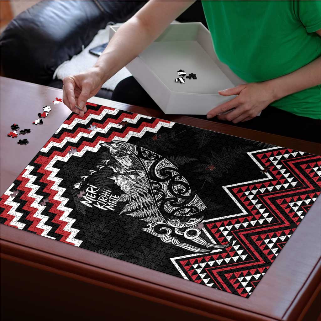 New Zealand Christmas Taniko Poutama Puzzle Mountainscape Maori Fern - Vibe Hoodie