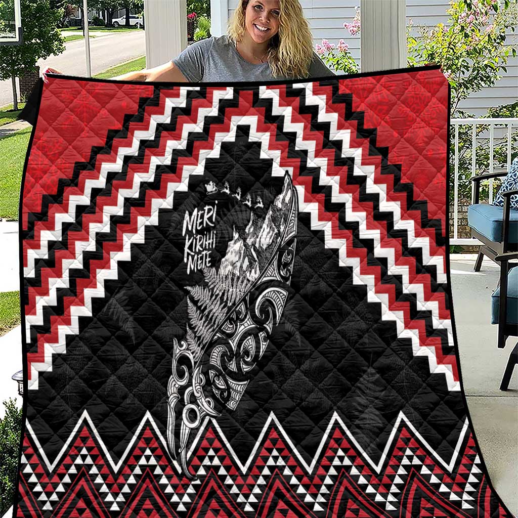 New Zealand Christmas Taniko Poutama Quilt Mountainscape Maori Fern - Vibe Hoodie