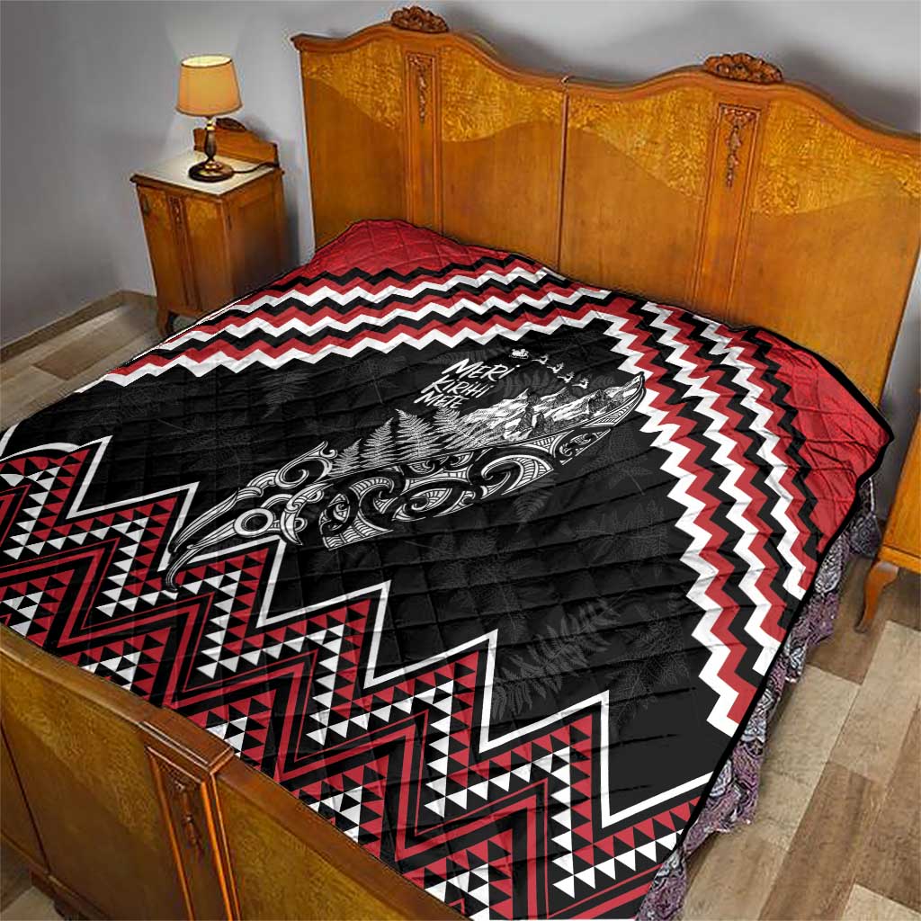 New Zealand Christmas Taniko Poutama Quilt Mountainscape Maori Fern - Vibe Hoodie