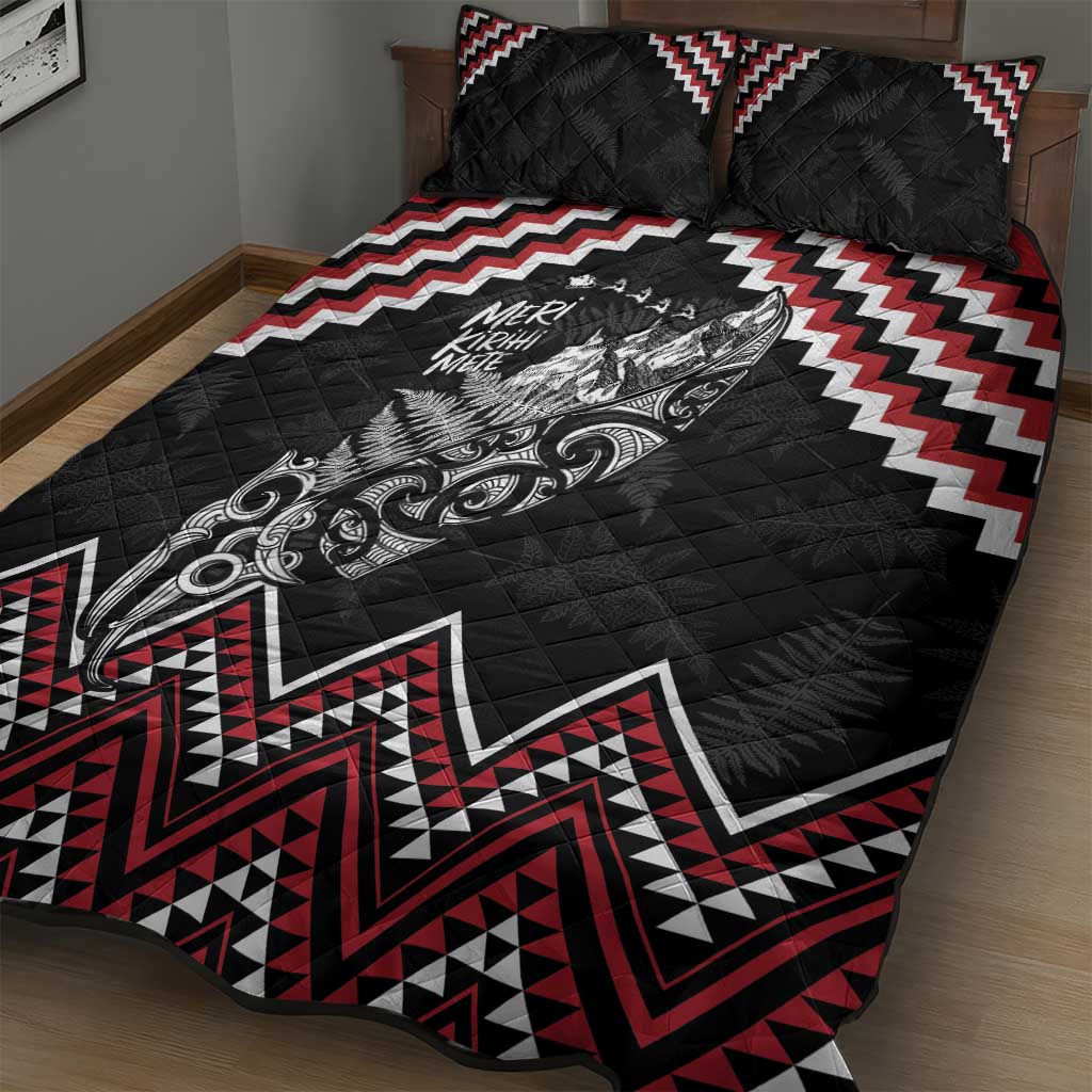 New Zealand Christmas Taniko Poutama Quilt Bed Set Mountainscape Maori Fern - Vibe Hoodie