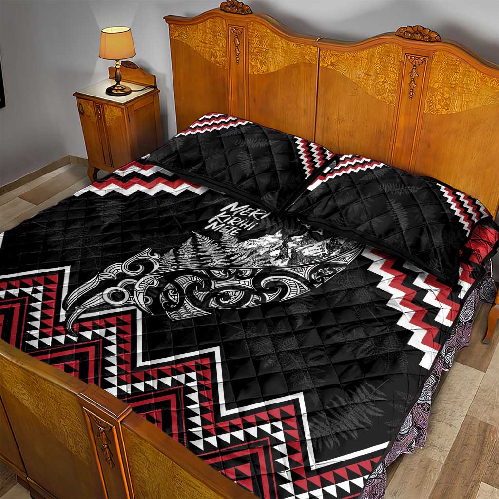 New Zealand Christmas Taniko Poutama Quilt Bed Set Mountainscape Maori Fern - Vibe Hoodie