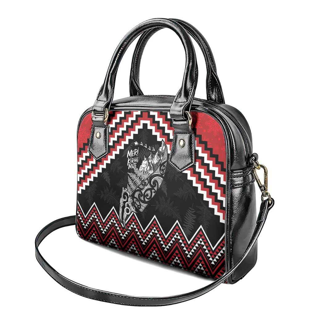 New Zealand Christmas Taniko Poutama Shoulder Handbag Mountainscape Maori Fern - Vibe Hoodie