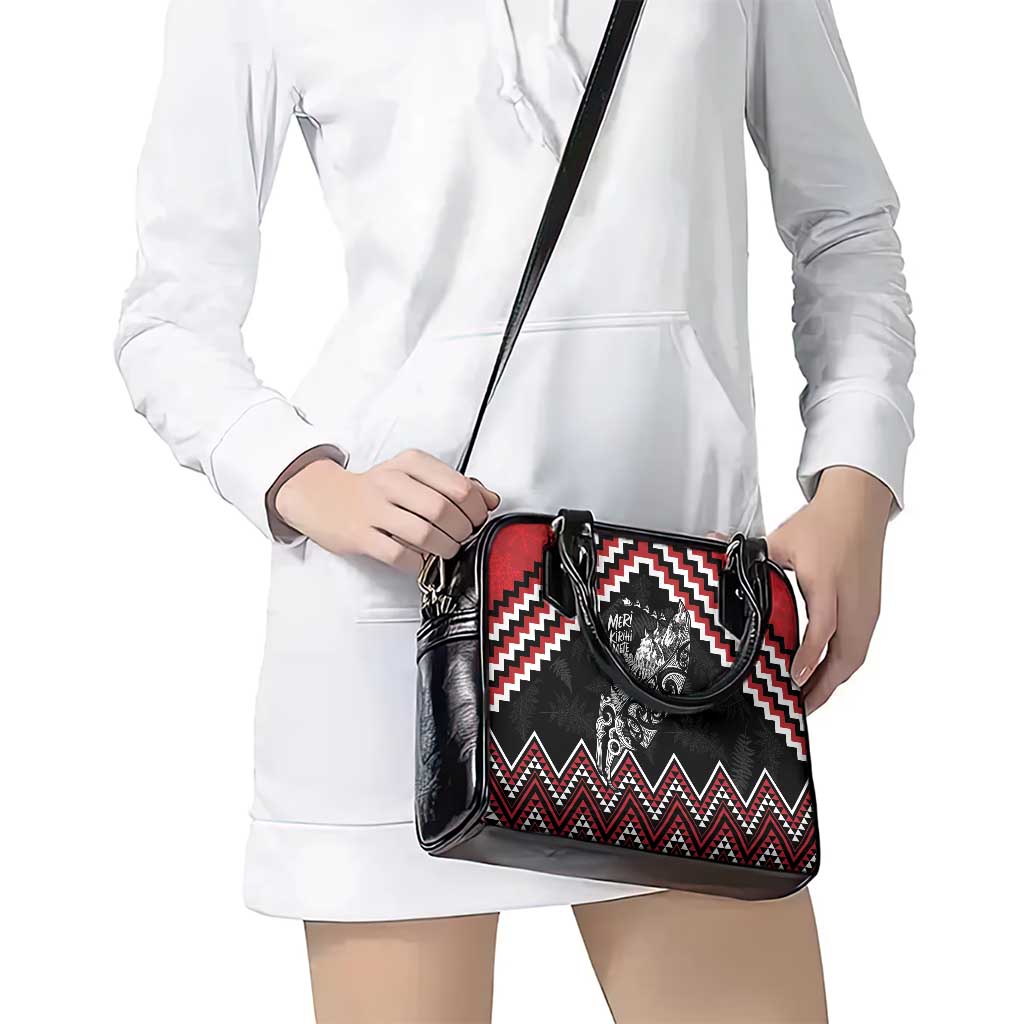 New Zealand Christmas Taniko Poutama Shoulder Handbag Mountainscape Maori Fern - Vibe Hoodie