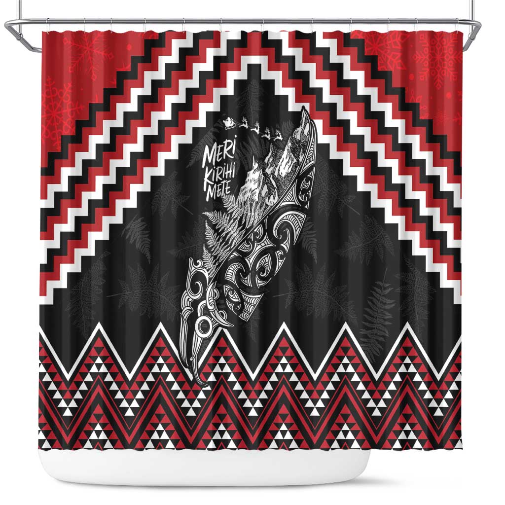 New Zealand Christmas Taniko Poutama Shower Curtain Mountainscape Maori Fern - Vibe Hoodie