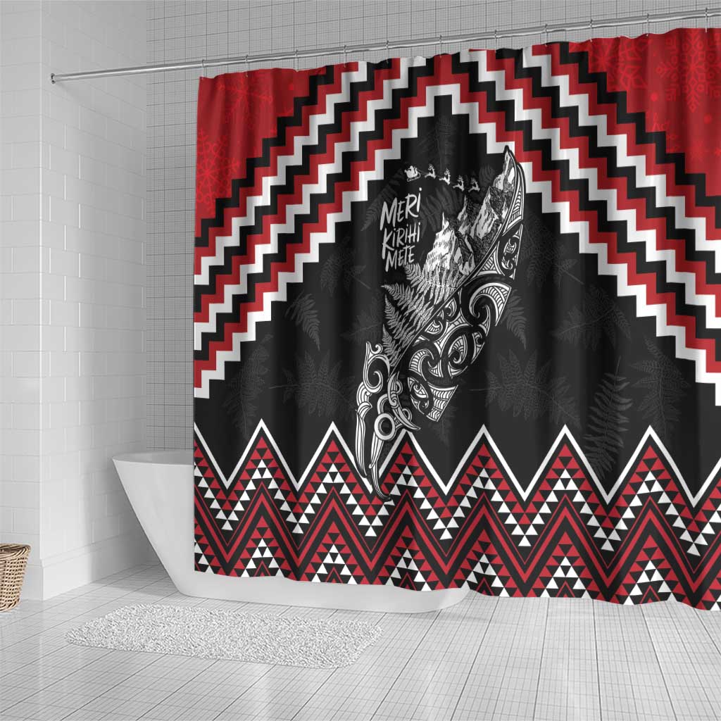 New Zealand Christmas Taniko Poutama Shower Curtain Mountainscape Maori Fern - Vibe Hoodie