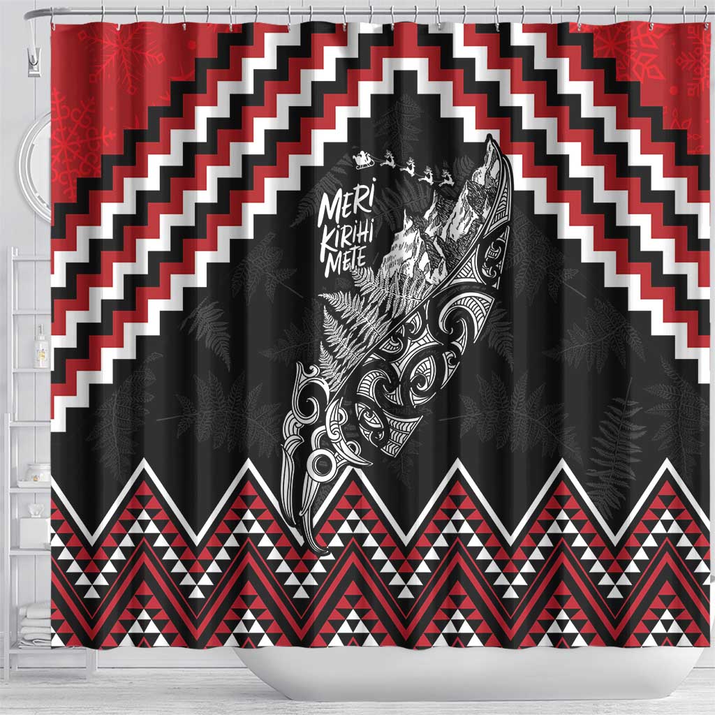 New Zealand Christmas Taniko Poutama Shower Curtain Mountainscape Maori Fern - Vibe Hoodie