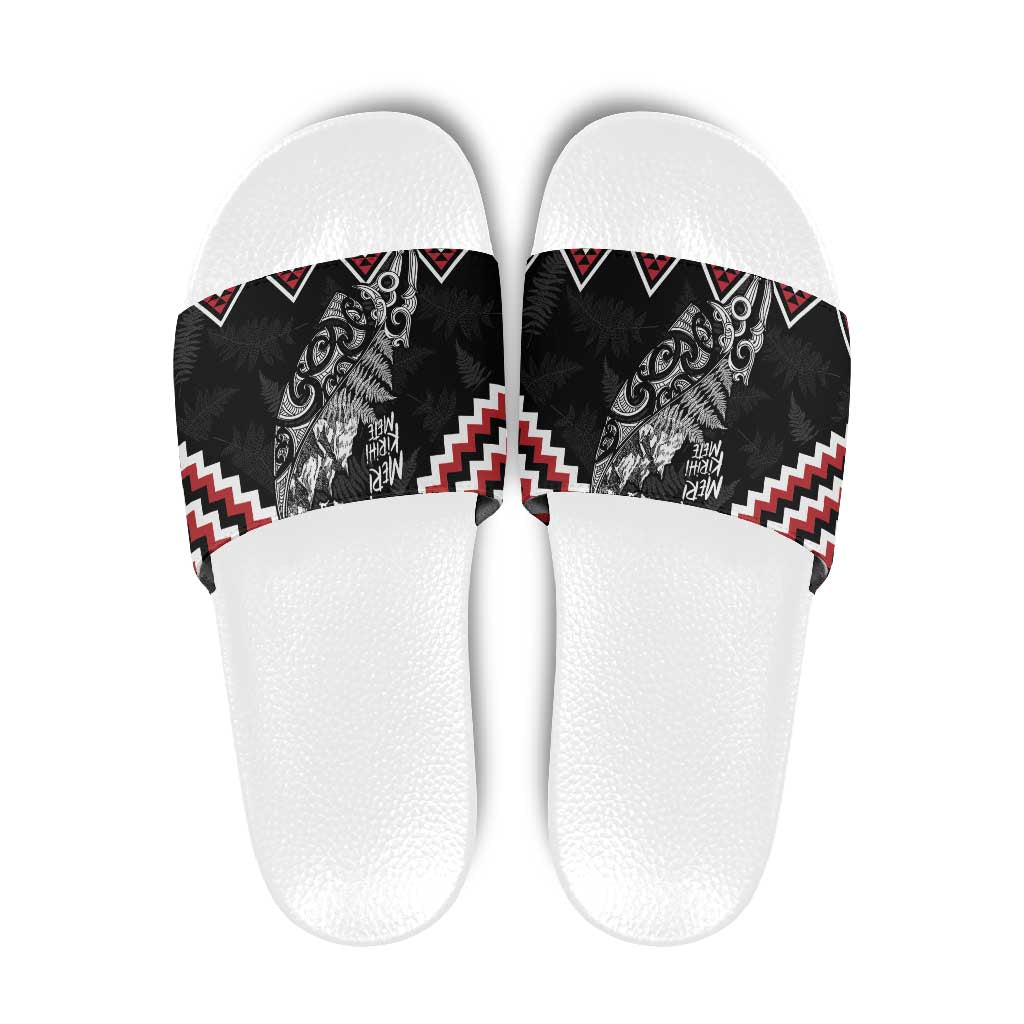 New Zealand Christmas Taniko Poutama Slide Sandals Mountainscape Maori Fern - Vibe Hoodie