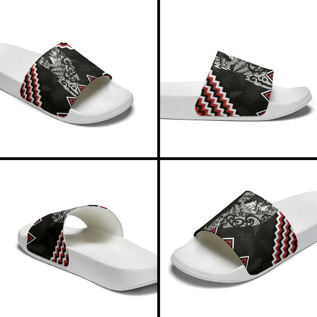 New Zealand Christmas Taniko Poutama Slide Sandals Mountainscape Maori Fern - Vibe Hoodie