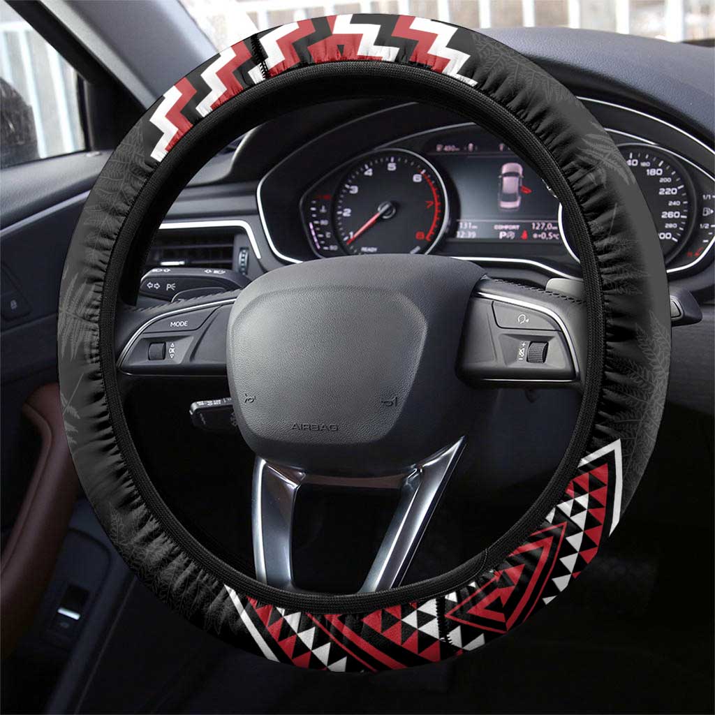 New Zealand Christmas Taniko Poutama Steering Wheel Cover Mountainscape Maori Fern - Vibe Hoodie