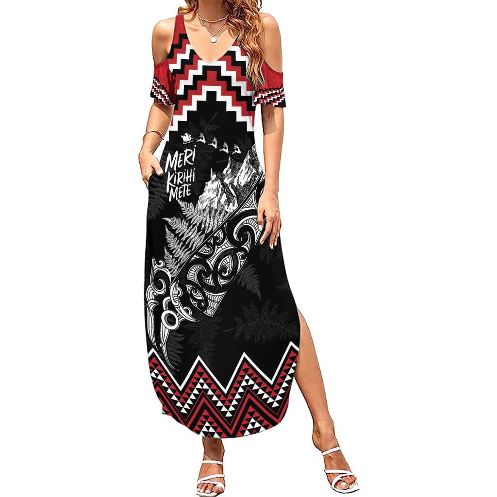 New Zealand Christmas Taniko Poutama Summer Maxi Dress Mountainscape Maori Fern - Vibe Hoodie
