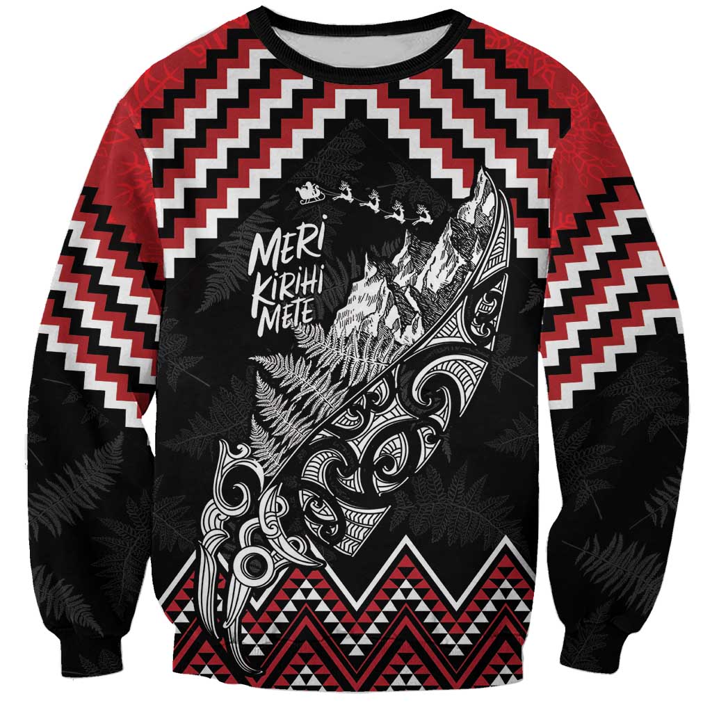 New Zealand Christmas Taniko Poutama Sweatshirt Mountainscape Maori Fern - Vibe Hoodie