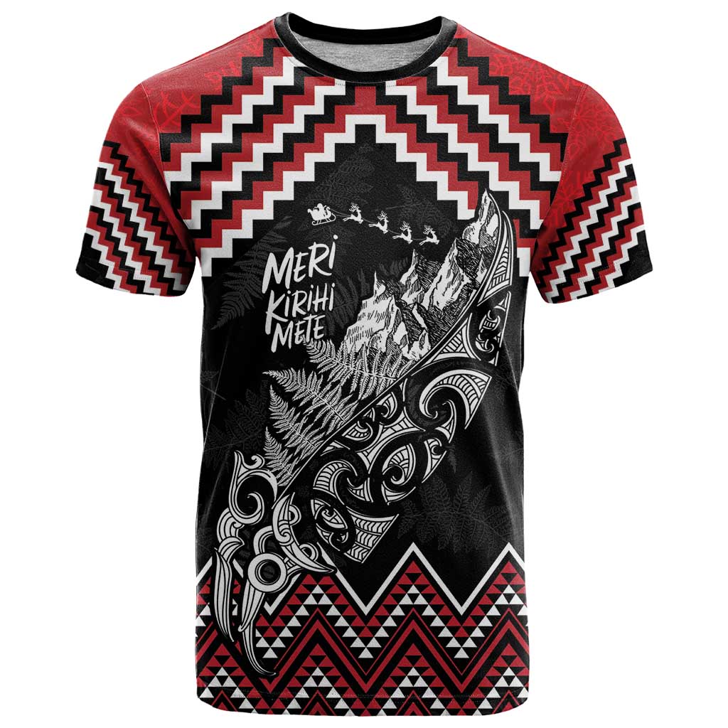 New Zealand Christmas Taniko Poutama T Shirt Mountainscape Maori Fern - Vibe Hoodie