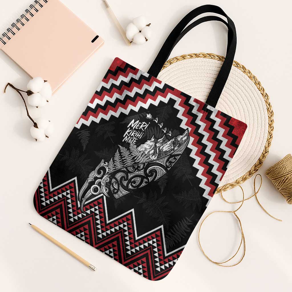 New Zealand Christmas Taniko Poutama Tote Bag Mountainscape Maori Fern - Vibe Hoodie
