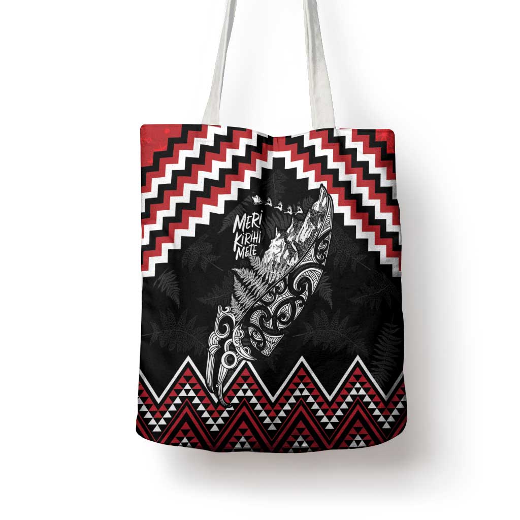 New Zealand Christmas Taniko Poutama Tote Bag Mountainscape Maori Fern - Vibe Hoodie