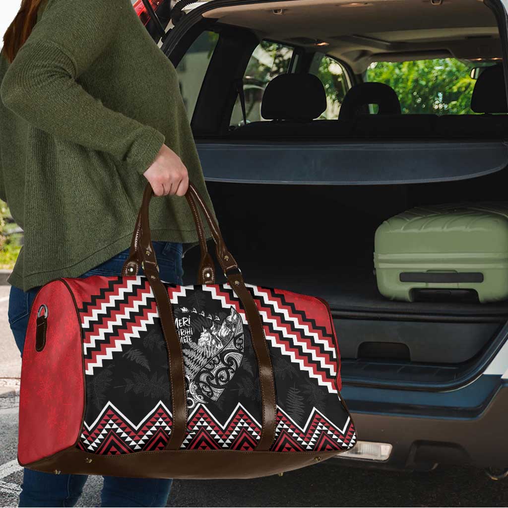 New Zealand Christmas Taniko Poutama Travel Bag Mountainscape Maori Fern - Vibe Hoodie