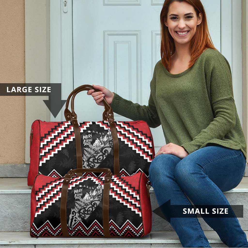 New Zealand Christmas Taniko Poutama Travel Bag Mountainscape Maori Fern - Vibe Hoodie