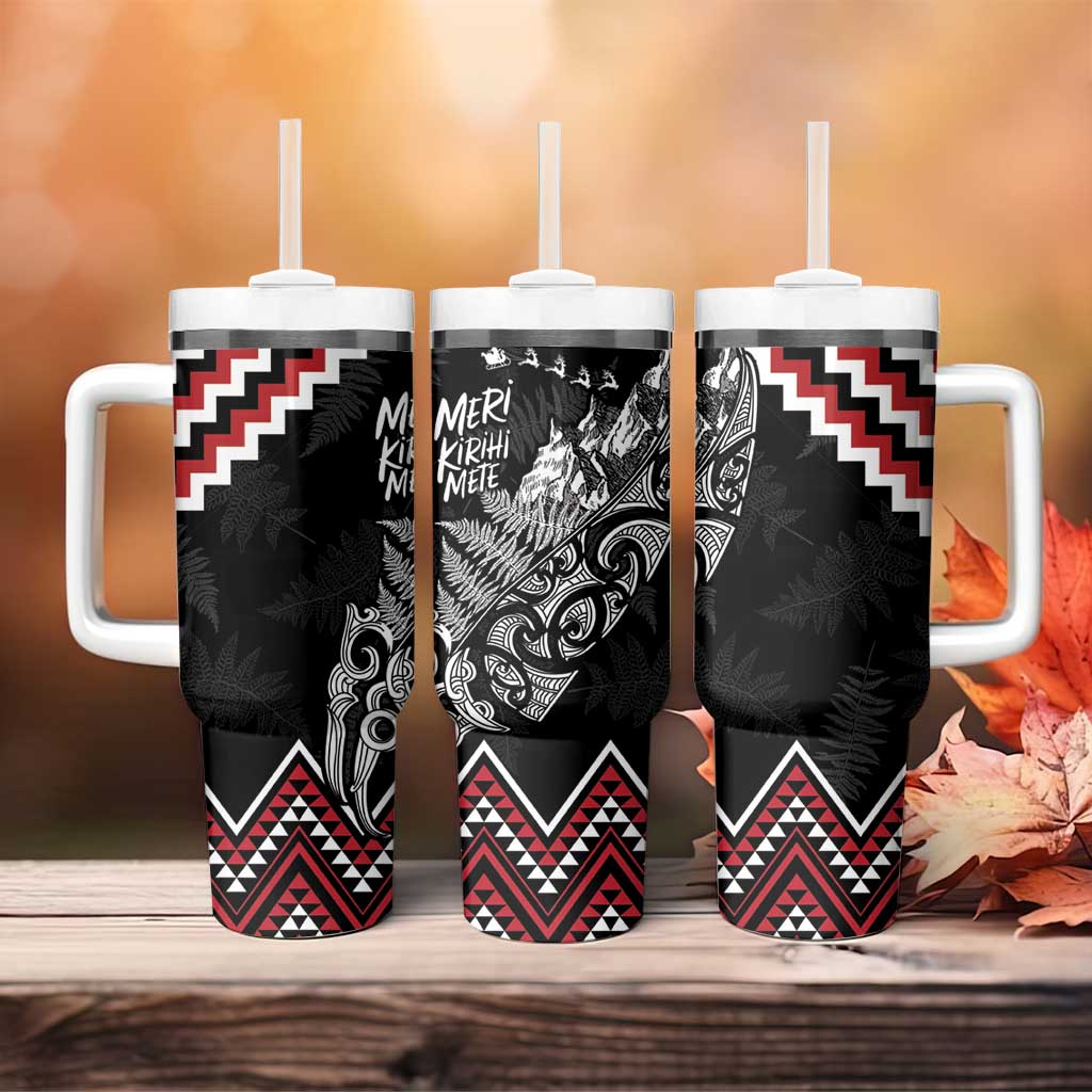 New Zealand Christmas Taniko Poutama Tumbler With Handle Mountainscape Maori Fern - Vibe Hoodie