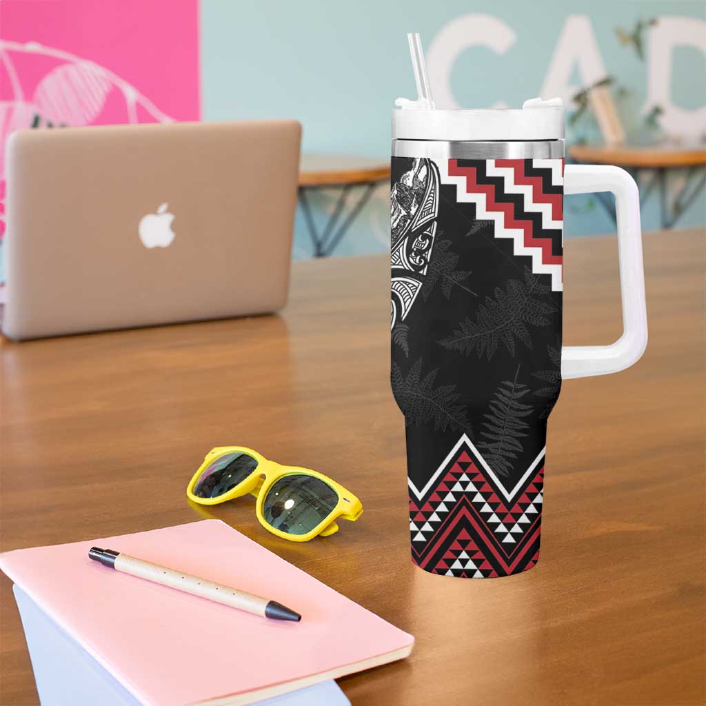 New Zealand Christmas Taniko Poutama Tumbler With Handle Mountainscape Maori Fern - Vibe Hoodie