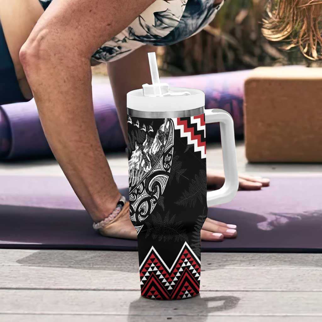 New Zealand Christmas Taniko Poutama Tumbler With Handle Mountainscape Maori Fern - Vibe Hoodie