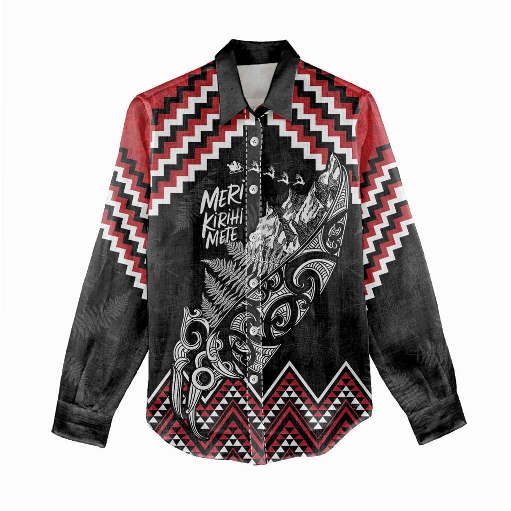 New Zealand Christmas Taniko Poutama Women Casual Shirt Mountainscape Maori Fern - Vibe Hoodie