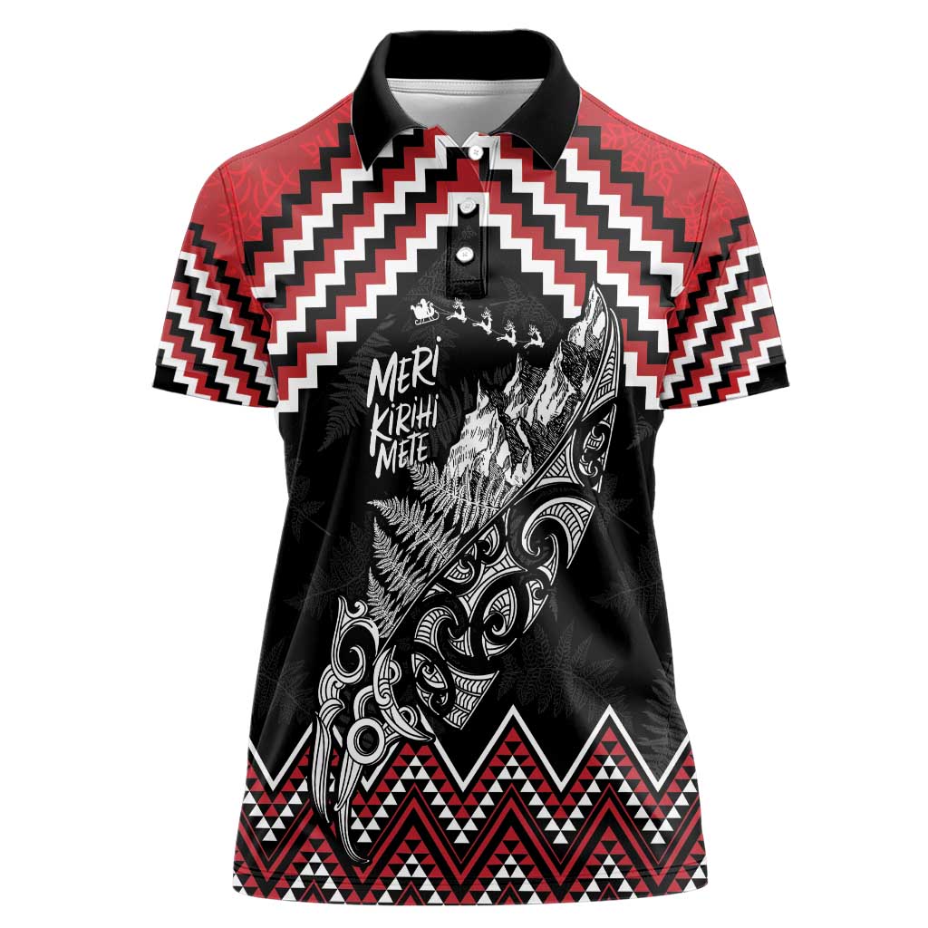 New Zealand Christmas Taniko Poutama Women Polo Shirt Mountainscape Maori Fern - Vibe Hoodie