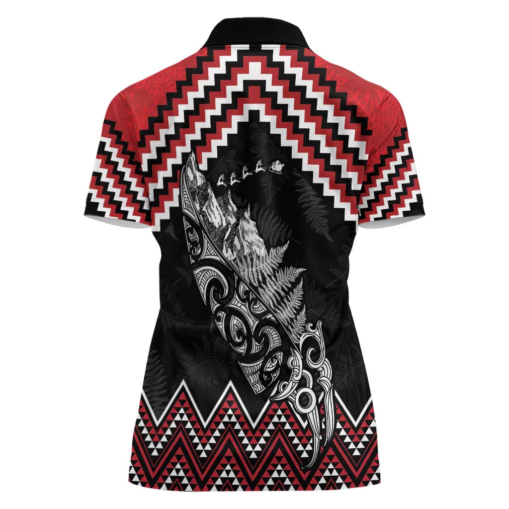 New Zealand Christmas Taniko Poutama Women Polo Shirt Mountainscape Maori Fern - Vibe Hoodie