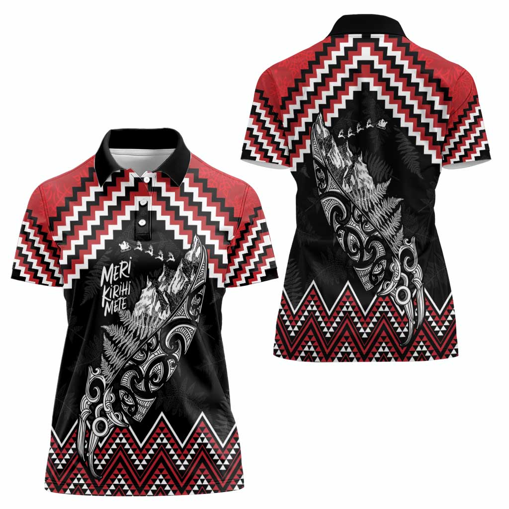 New Zealand Christmas Taniko Poutama Women Polo Shirt Mountainscape Maori Fern - Vibe Hoodie