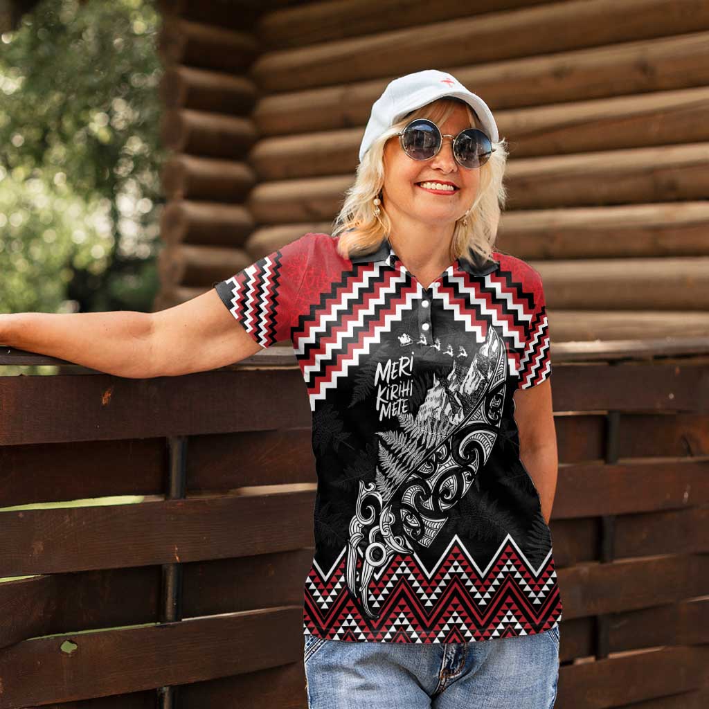 New Zealand Christmas Taniko Poutama Women Polo Shirt Mountainscape Maori Fern - Vibe Hoodie