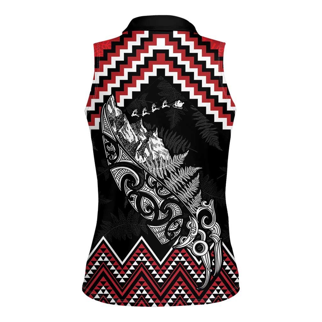 New Zealand Christmas Taniko Poutama Women Sleeveless Polo Shirt Mountainscape Maori Fern - Vibe Hoodie