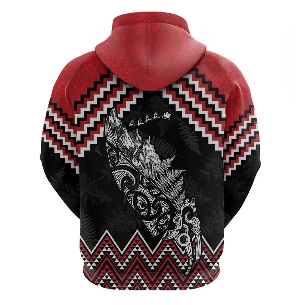 New Zealand Christmas Taniko Poutama Zip Hoodie Mountainscape Maori Fern - Vibe Hoodie