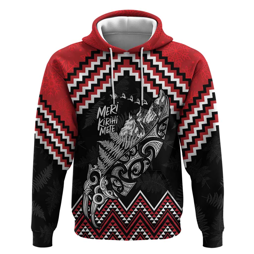 New Zealand Christmas Taniko Poutama Zip Hoodie Mountainscape Maori Fern - Vibe Hoodie