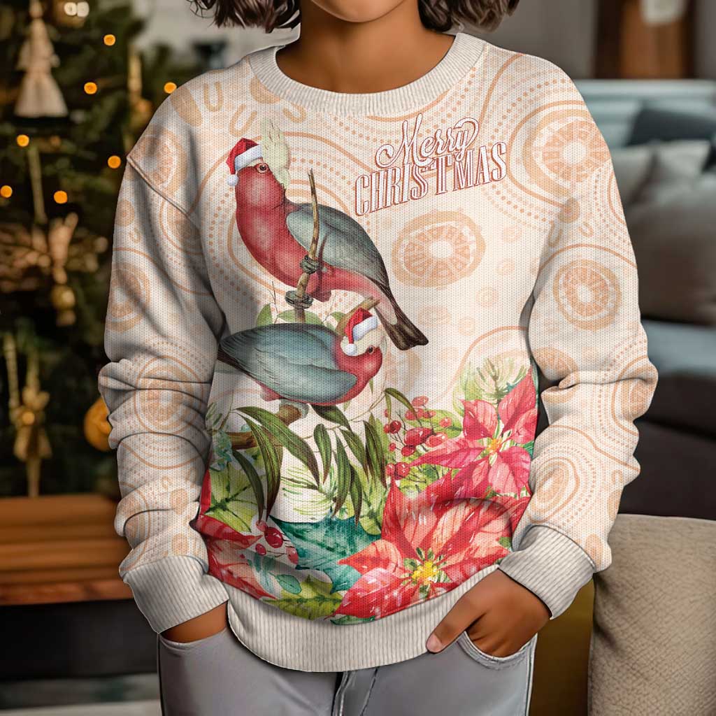 Merry Christmas Aussie Aboriginal Kid Ugly Christmas Sweater Rosebreasted Cockatoo Pastel - Vibe Hoodie