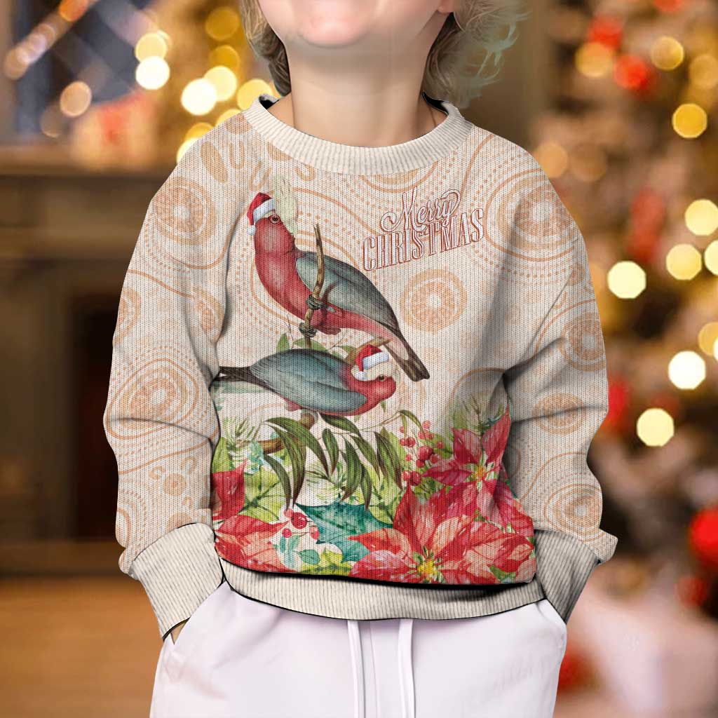 Merry Christmas Aussie Aboriginal Kid Ugly Christmas Sweater Rosebreasted Cockatoo Pastel - Vibe Hoodie