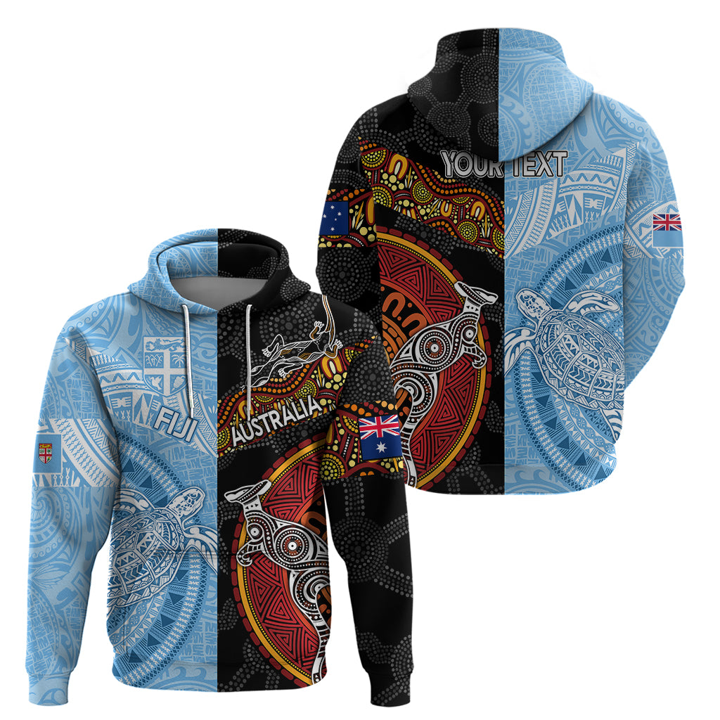 Personalised Fiji and Australia Hoodie Masi Patterns Mix Aboriginal Art LT7 - Vibe Hoodie Shop