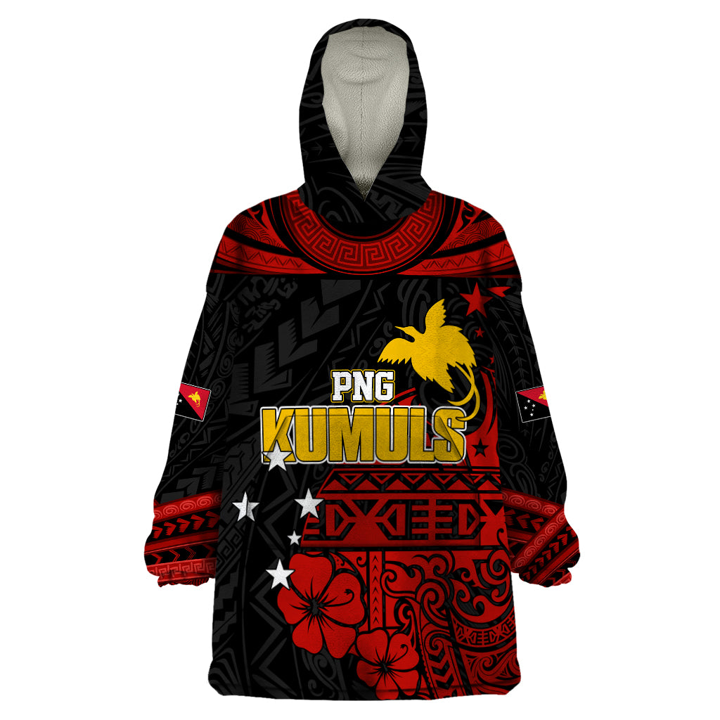 Personalised PNG Kumuls Rugby Wearable Blanket Hoodie Motuan Mix Patterns - Vibe Hoodie Shop