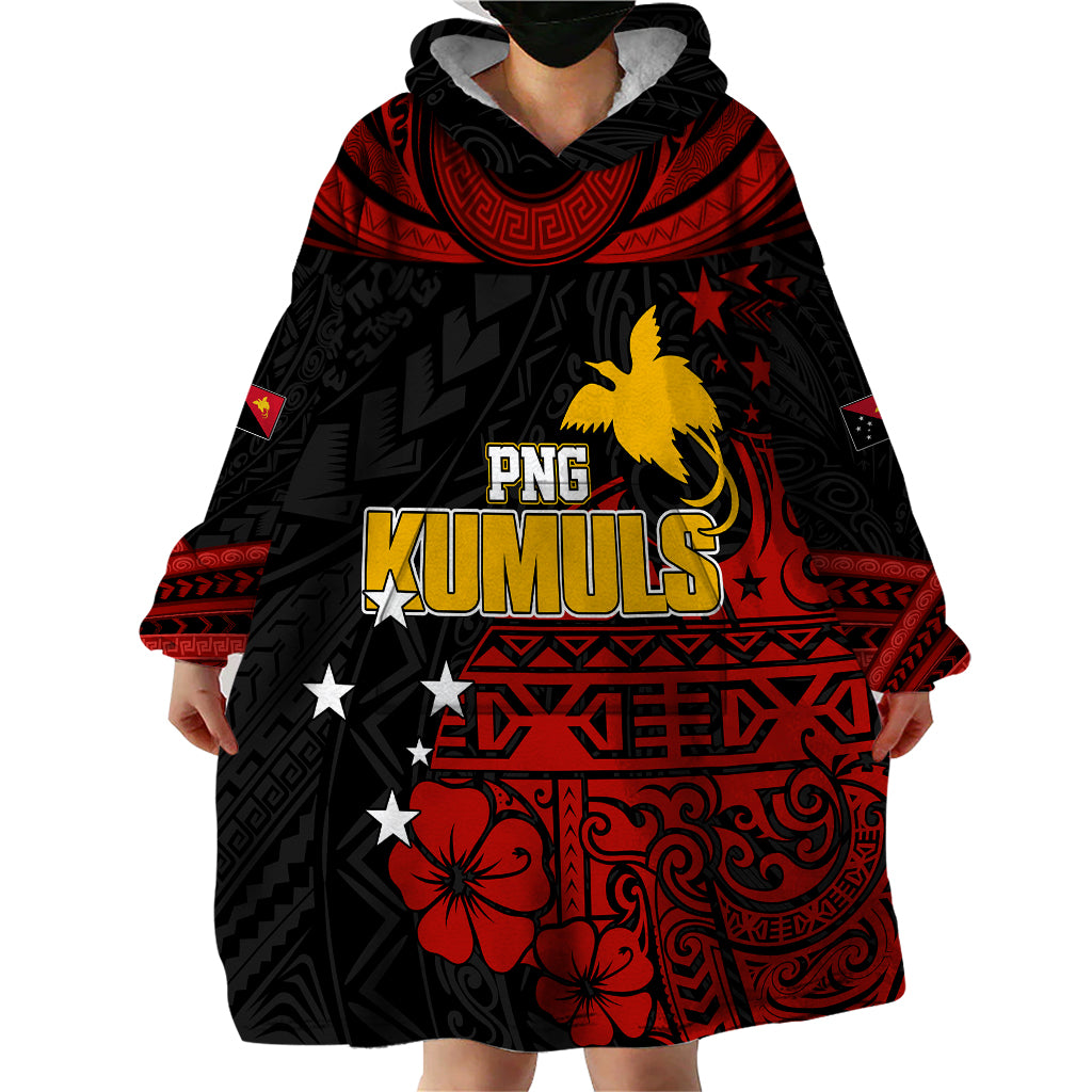 Personalised PNG Kumuls Rugby Wearable Blanket Hoodie Motuan Mix Patterns - Vibe Hoodie Shop