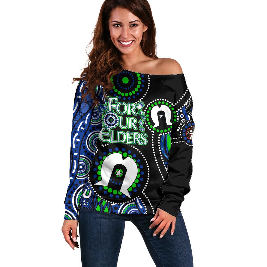 Personalised NAIDOC 2023 Off Shoulder Sweater Torres Strait For Our Elders - Vibe Hoodie Shop