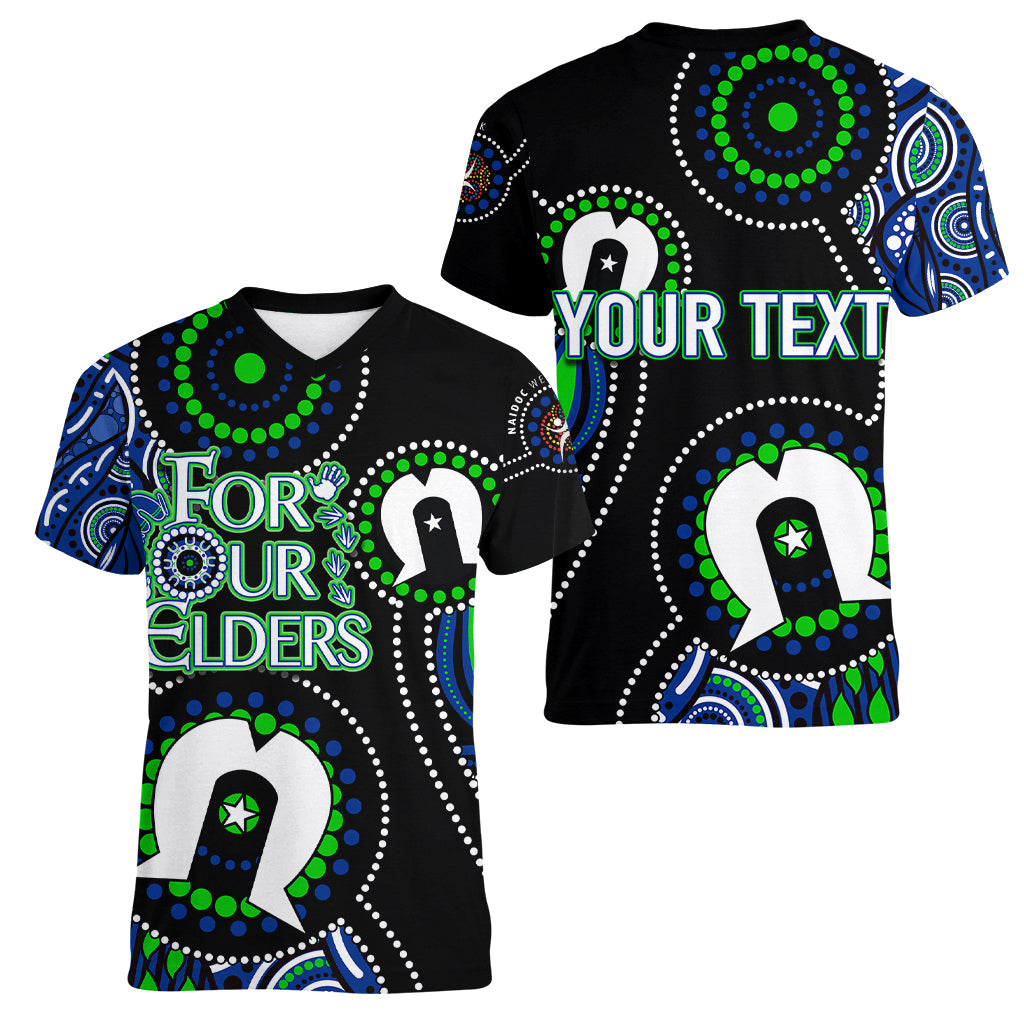 Personalised NAIDOC 2023 Women V Neck T Shirt Torres Strait For Our Elders - Vibe Hoodie Shop