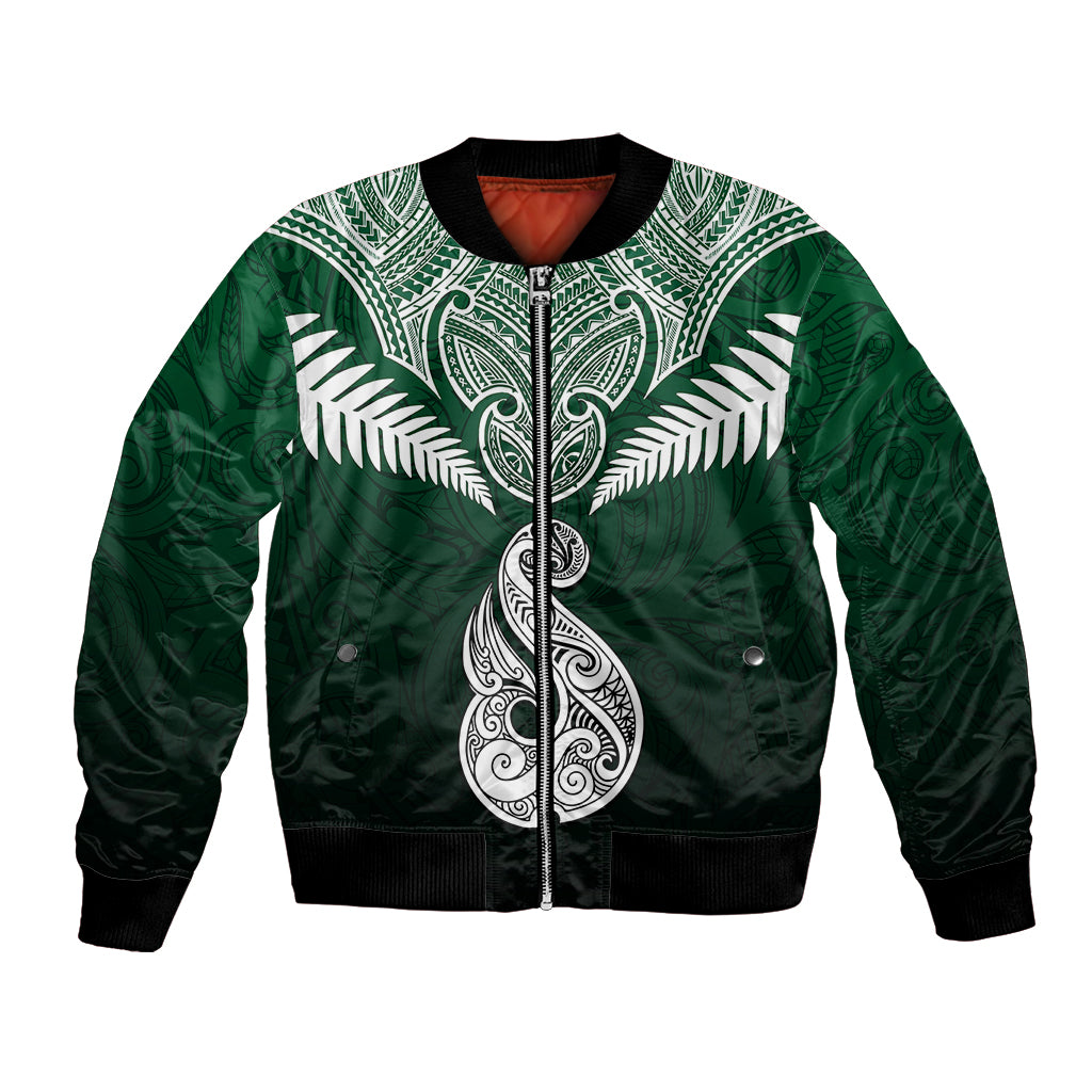 Personalised New Zealand Bomber Jacket Hei Matau Mix Silver Fern Basic - Vibe Hoodie Shop