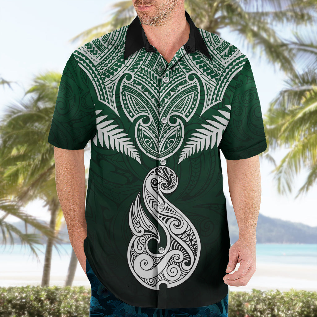 Personalised New Zealand Hawaiian Shirt Hei Matau Mix Silver Fern Basic - Vibe Hoodie Shop